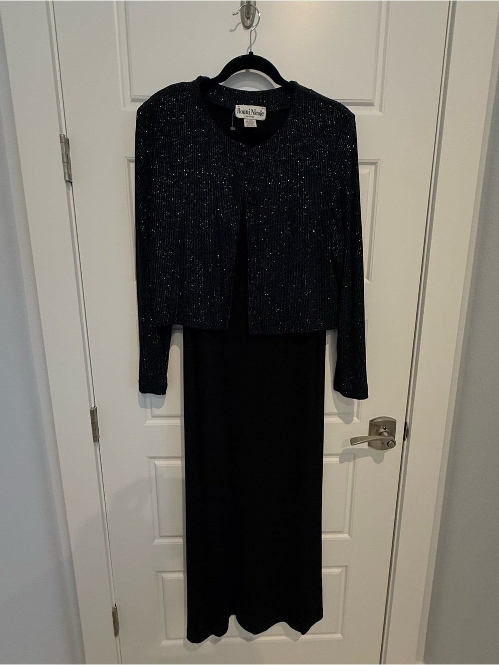 Ronni Nicole Black Sparkle Cropped Blazer and Dress